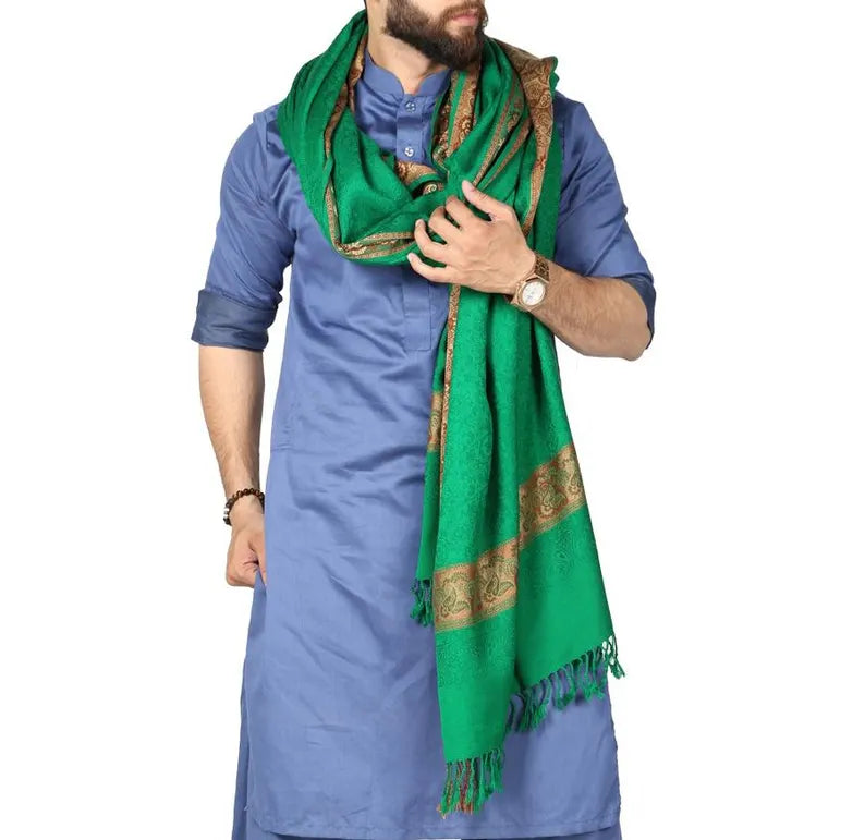 Green Acrowool Baghdadi Shawl: Karbala Style Mufler