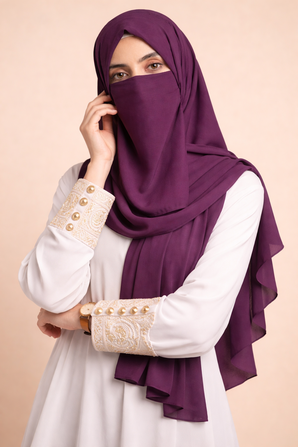 Chiffon Hijab & Matching Niqab 2-Piece Set