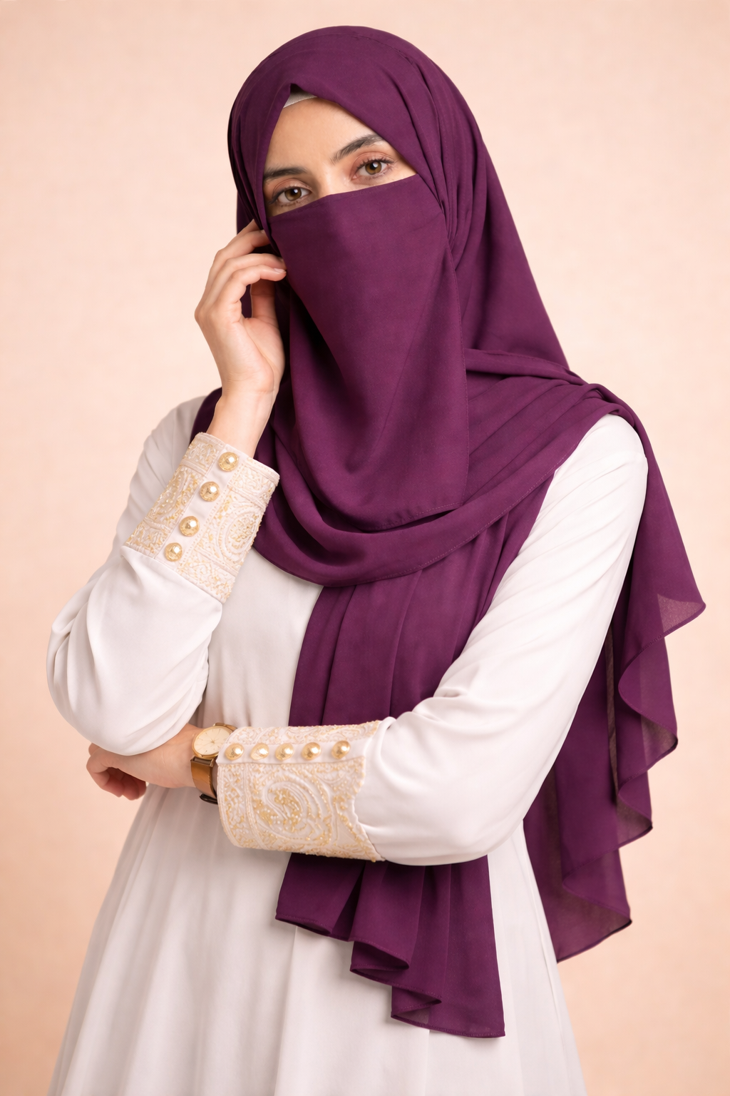 Chiffon Hijab & Matching Niqab 2-Piece Set