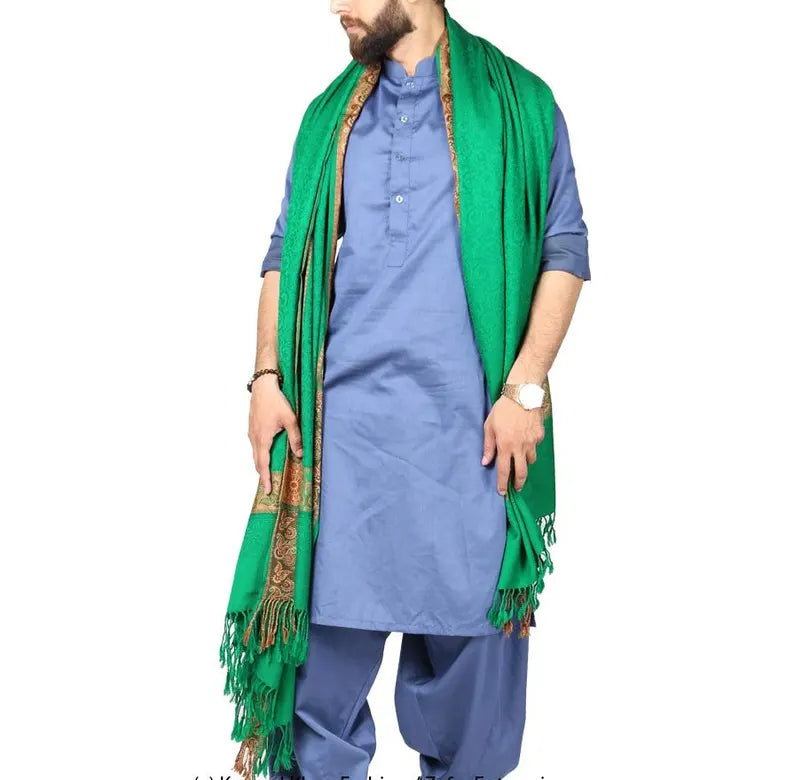 Green Acrowool Baghdadi Shawl: Karbala Style Mufler