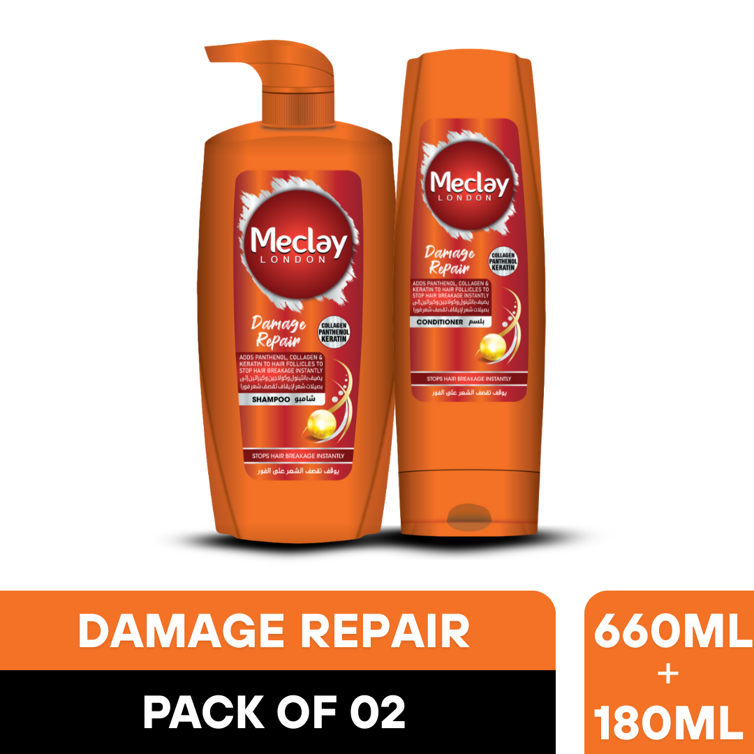 Meclay London Damage Repair Shampoo 660ml + Conditioner Pair Box (Save Rupees 200)