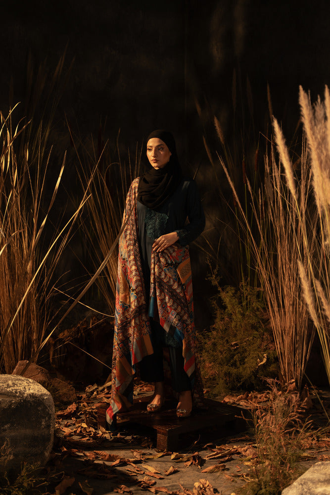 Pure Pashmina Kalamkar Dark