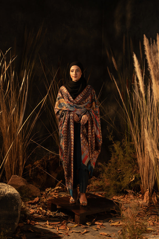 Pure Pashmina Kalamkar Dark