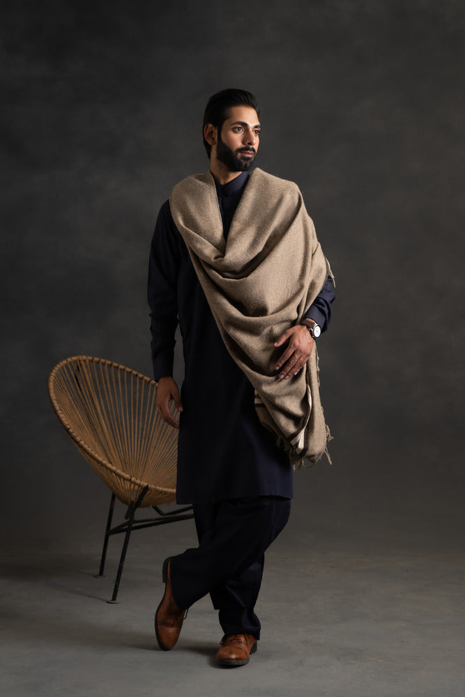 Handcrafted Pure Wool Lohi Shawl for Men – Grey | Ethical & Sustainable