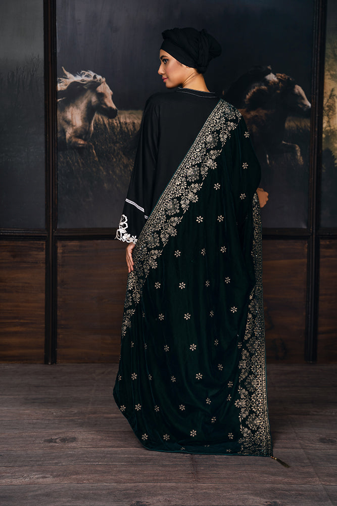 Forest Green Floral Zari