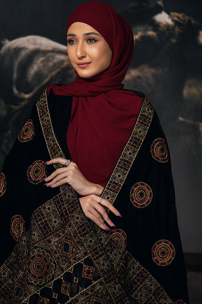 Elegant Zardozi Needlework Velvet