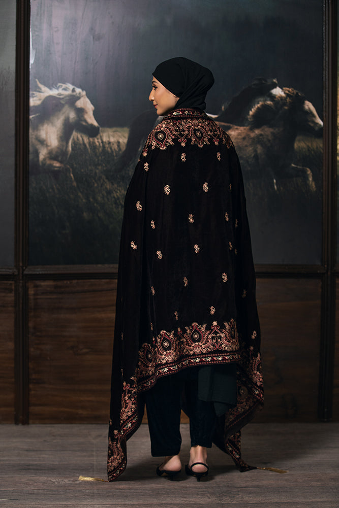 Floral Motif Border Velvet