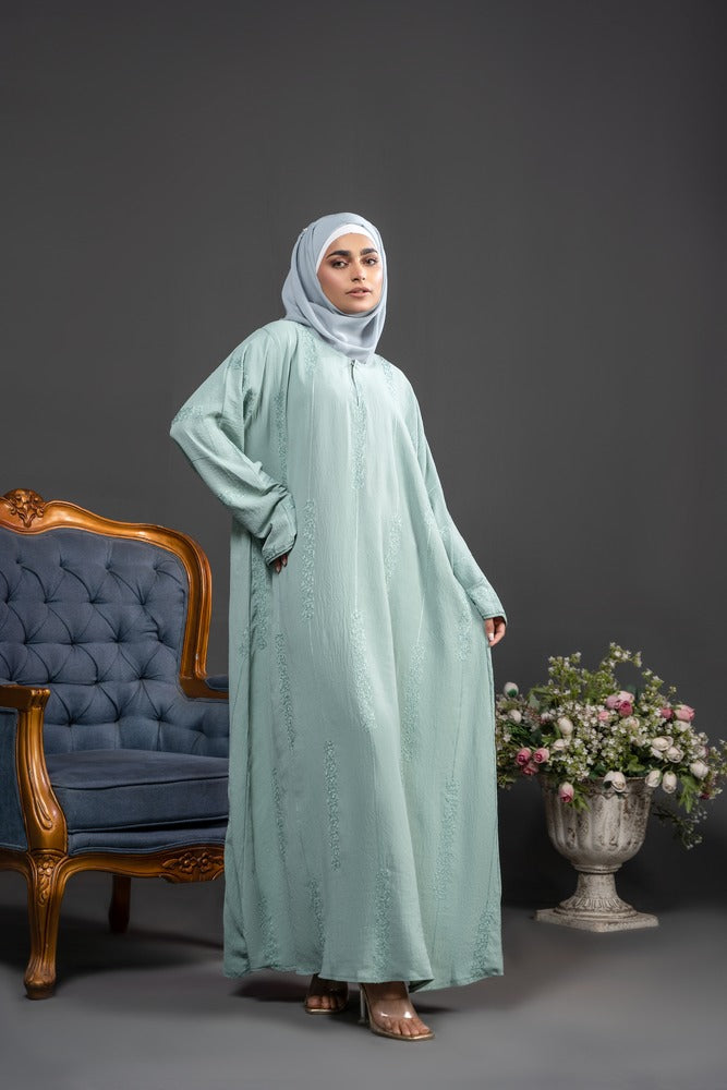 Embroidered Turquoise Maxi