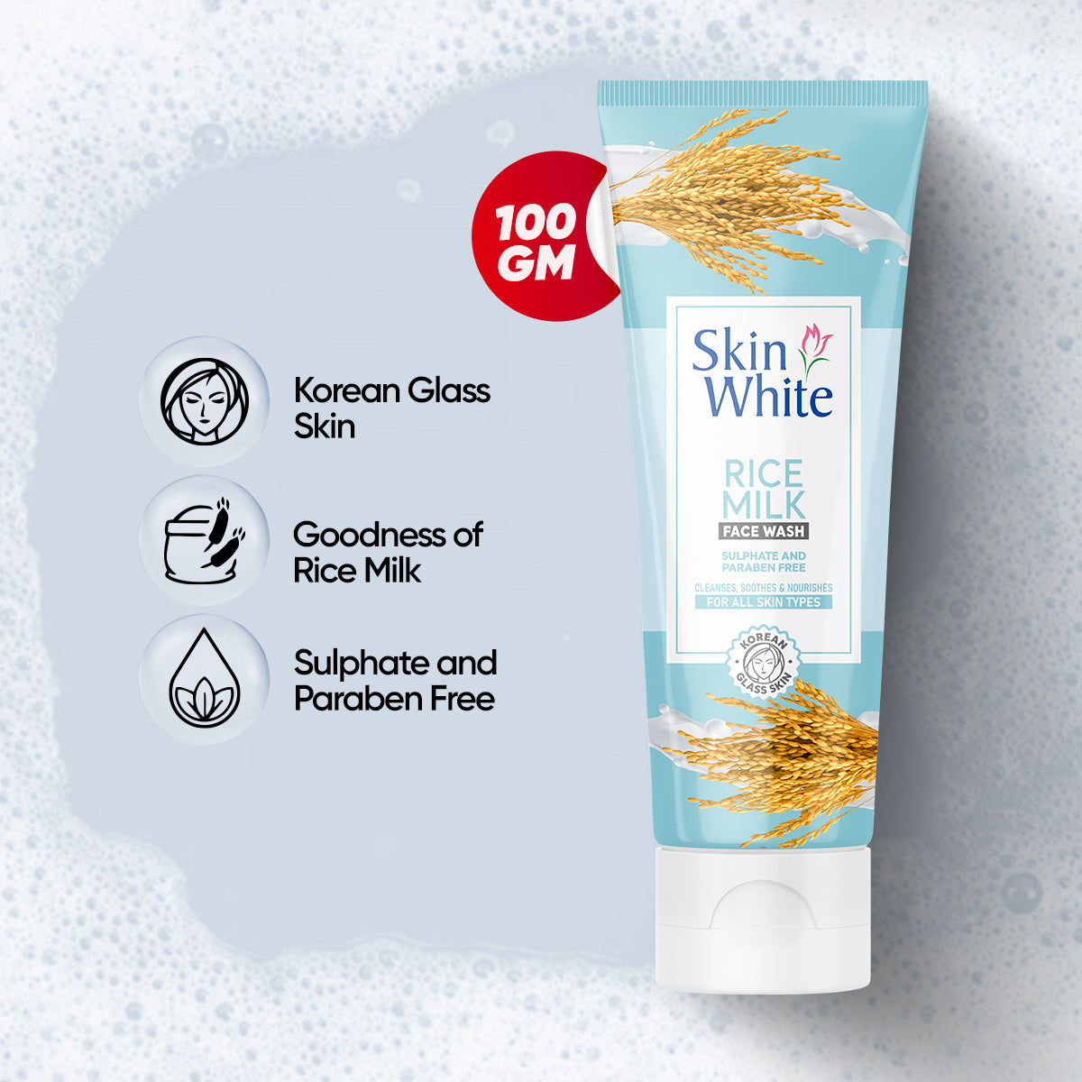 Rice Milk Face wash (Sulphate & Paraben Free) - Skin white