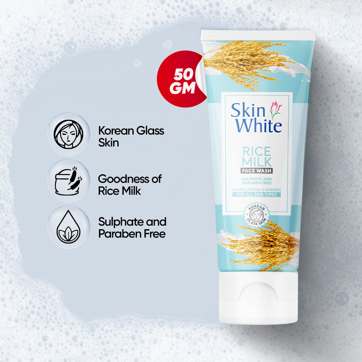 Rice Milk Face wash (Sulphate & Paraben Free) - Skin white