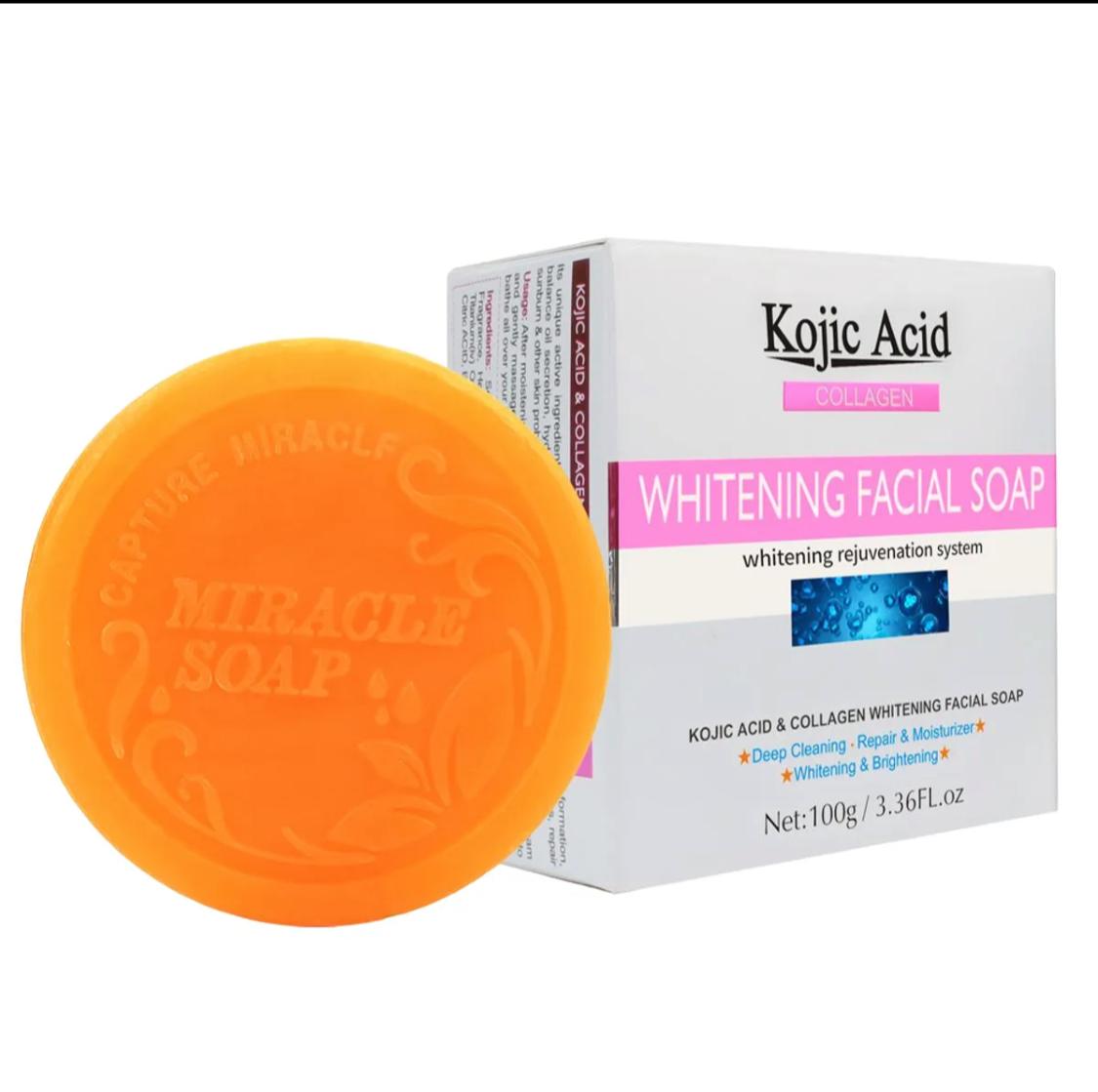 Kojic Acid Whitening Facial Soap Skin Care Deep Cleansing Collagen 100g